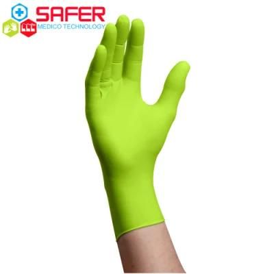 Disposable Examinatoin Green Nitrile Work Gloves Latex Free or Vinyl Free