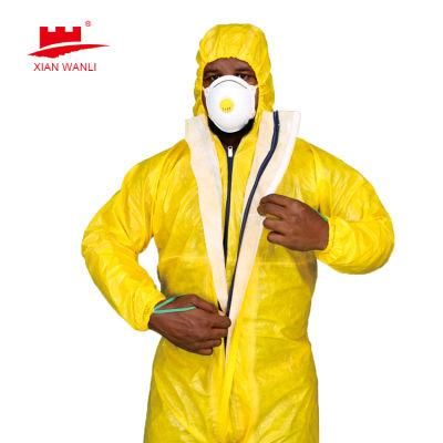 White Yellow Non Woven White Microporous Coverall with Tape Breathable Waterproof Impervious Coveralls