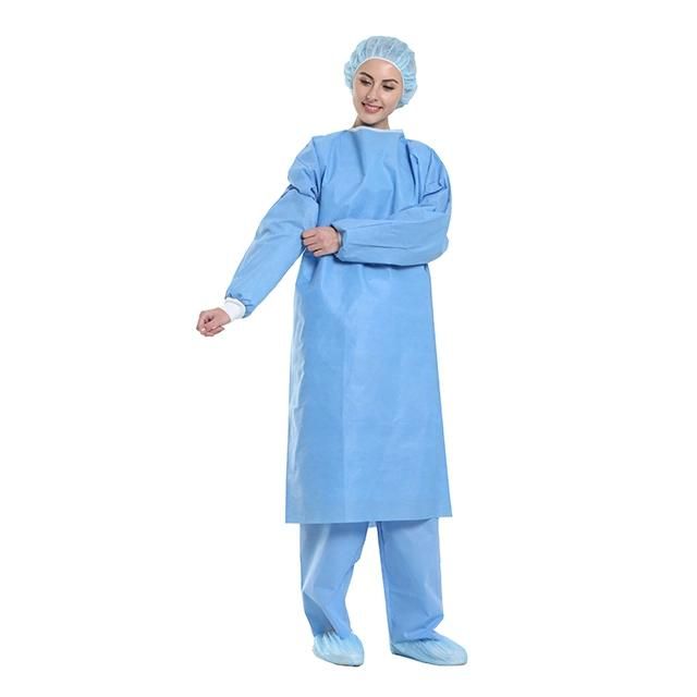 Fluid Resistance SMS Surgical Gown with Knitted Cuff