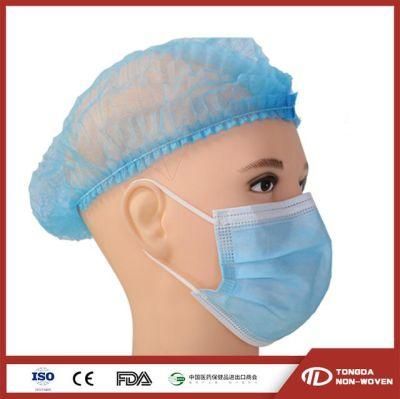 Personal Protective Flat Elastic Ear Loop Non-Woven Fabric Disposable 3 Ply Surgical Face Mask