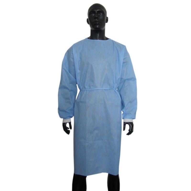Other Medical Consumables CE & ISO13485 Certificated Isolation Gown 28g Spun-Bonded Polypropylene Blue Gown with 10 Piece Per Pack