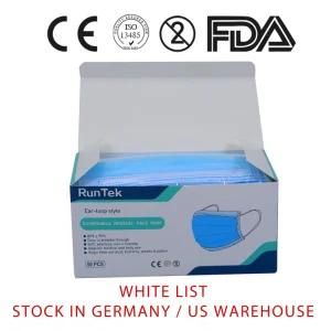 Stock in German /USA Warehouse Medical Supply White List CE Certified En14683 Type Iir 2r Disposable Surgical Face Masks Medical Facial Mask
