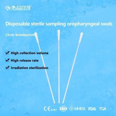 Hot Sale Sterile Specimen Collection Oropharyngeal Throat Swab (3cm Breakpoint)