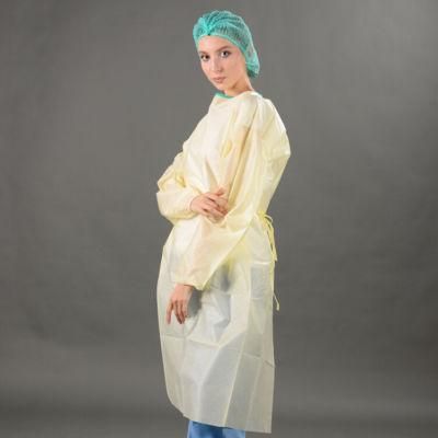Disposable PP+PE Nonwoven Working Gown with Knitted Cuff, Isolation Medical Gown