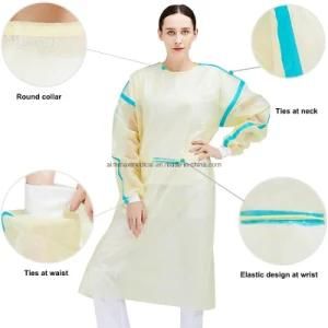 High Quality Disposable SMS PP Isolation Gown with Long Sleeve Ultra Sonic Welding