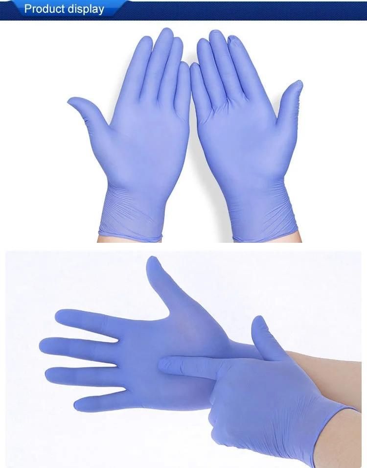 High Quality with CE Blue Color Latex Gloves SGS Protective Disposable Nitrile Gloves En455 Powder Free