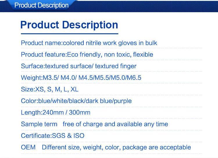 Factory Wholesale Disposable Gloves Medical Powder Free Blue Black Industrial Work Working Exam Examination Nitrile Glove