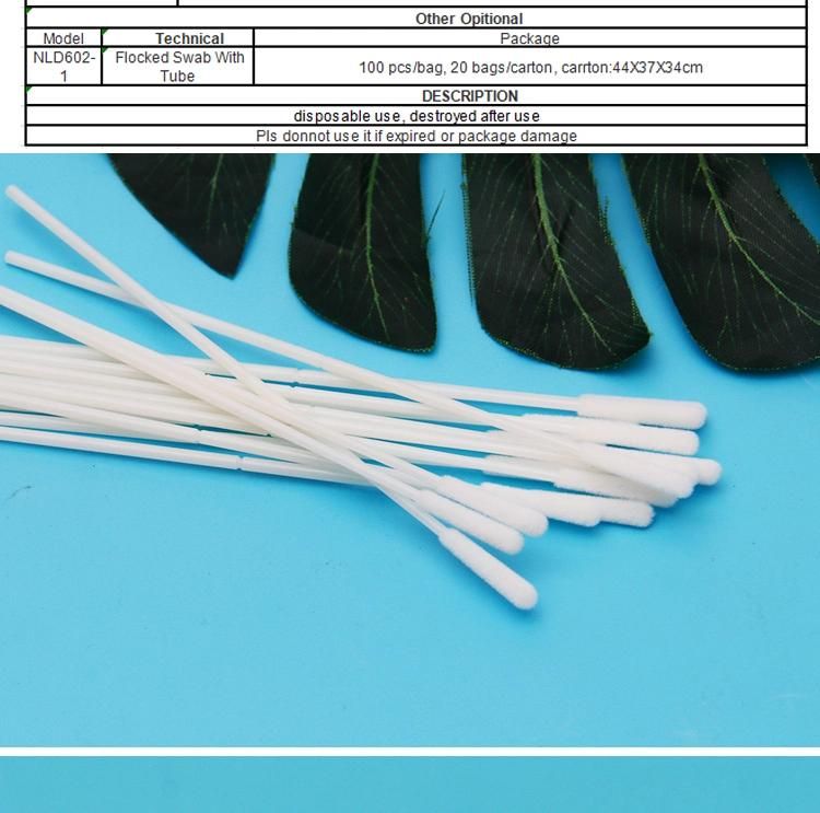 Disposable 6inch Sterile Collection Flock Nasopharyngeal Oral Nasal Swab