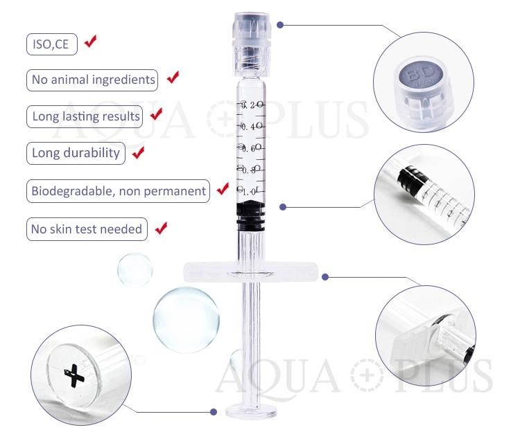 Aqua Plus Injectable Ha Gel Cross Linked 2ml Deep Hyaluronic Acid Dermal Fillers