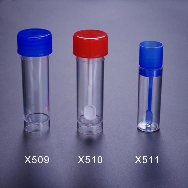 Stocked Lab Use Disposable Plastic Stool Cup with Cover Spoon