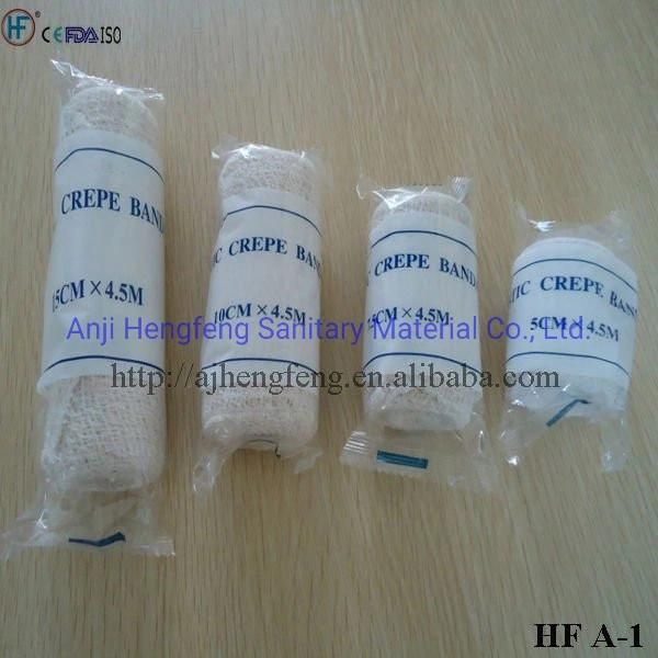 First Aid Surgical Elastic Medical Conforming Spandex and Cotton Crepe Bandage with Clip 7.5cmx4.5m