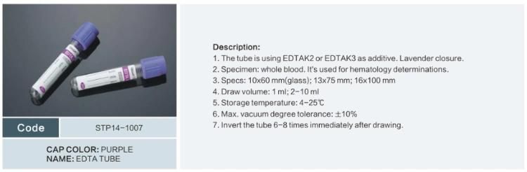 Hospitla Disposable Medical Vacuum Tube Vacuum Blood Collection Tube