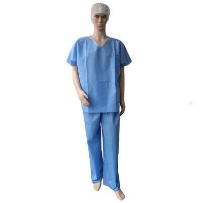 En 13795 Standard SMS Scrub Shirts Pants Disposable Medical Scrub Set Uniforms for Doctor and Nurse Xs-5XL