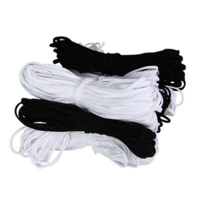 Factory Supply Round Flat Earloop White Black 2.5mm 3mm 5mm 7mm Elastic Earloop