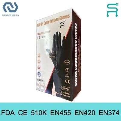 Food Grade Black Nitrile Gloves 510K En455 Powder Free Disposable Nitrile Gloves