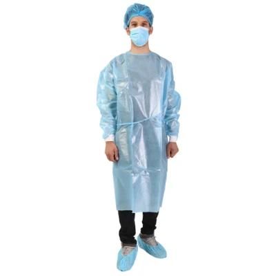 Medical Plastic Isolation CPE Gown Disposable Medi Blue 40GSM Isolation Gown