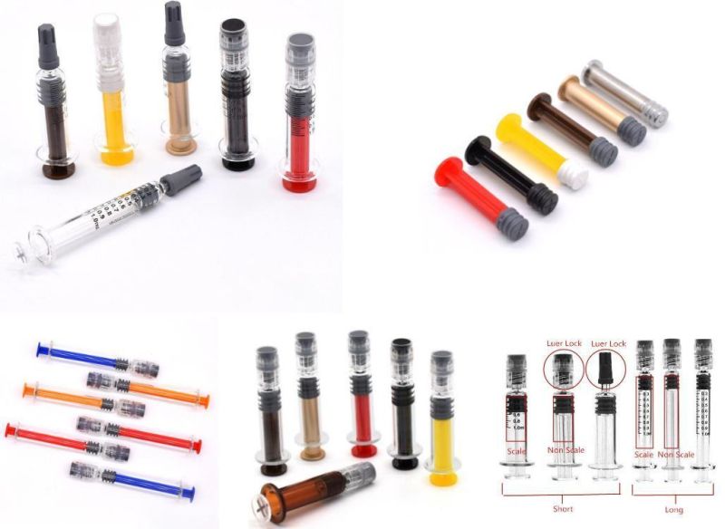 Custom 1ml Slim 1ml 2.25ml 3ml 5ml 10ml Child Resistant & Luer Lock Glass Prefilled DAB Applicator Syringes