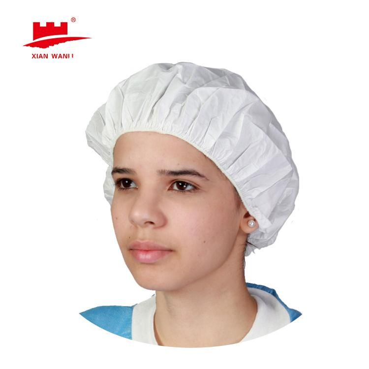 White Color Disposable Non Woven PP Bouffant Cap Hair Net for Industry