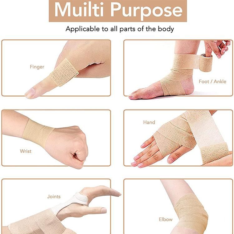 Medical Supply Non Woven Cotton Easy Tear Self Adhesive Vet Wrap Adhesive Elastic Cohesive Bandage