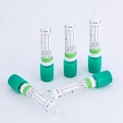 Plastic Green Gel Lithium Heparin Vacuumed Tubes for Blood Collection