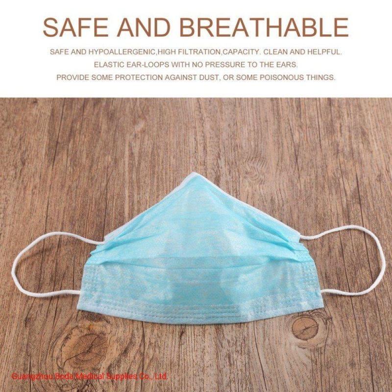 Non-Woven Body Protection Earloop Breath 3 Ply Protective Disposable Face Mask