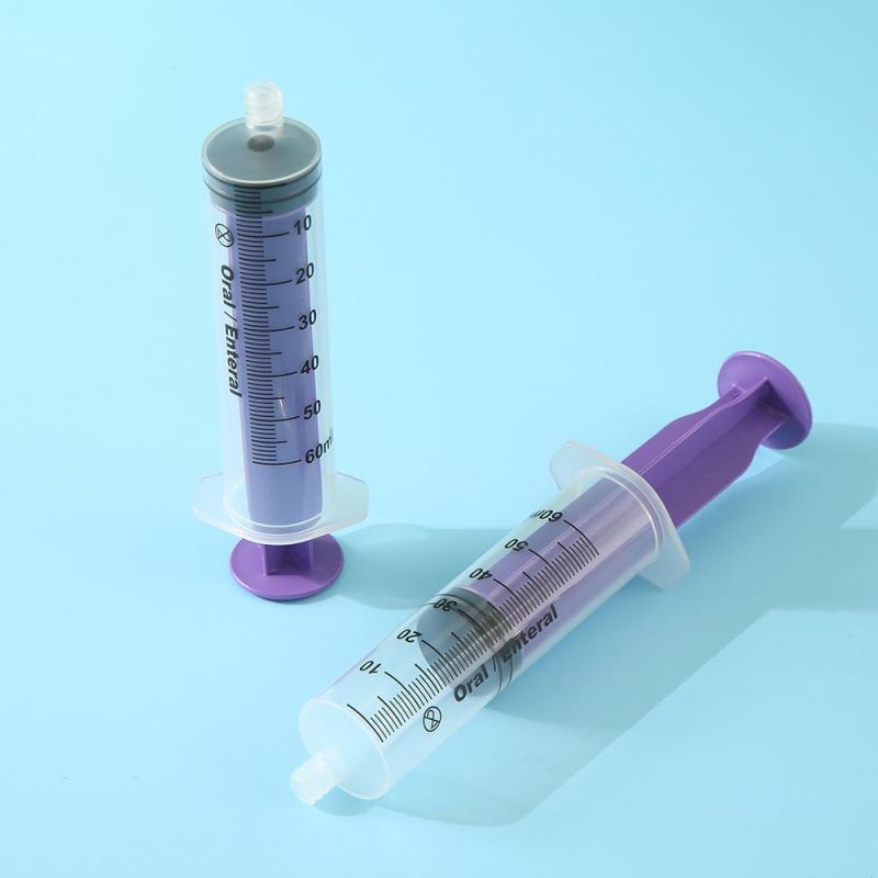 Purple Medical Disposable Syringe 60ml for Feeding Syringe Mouth Feed