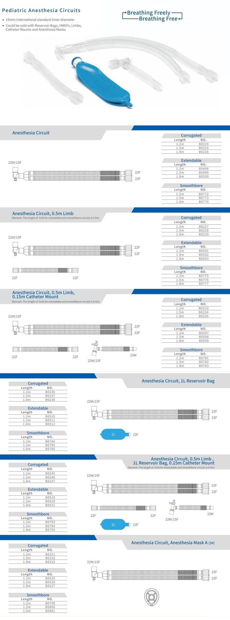 China Factory Directly Supply Single Limb Breathing Circuit Breathing for Ventilators