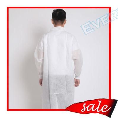 Non Woven Lab Jacket with Knit Collar/V-Collar