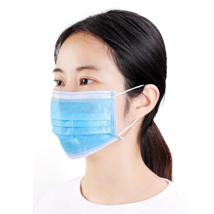 Qjmdm Disposable Medical Mask Earloop Blue or Colored Waterproof Face Mask 17.5cm X 9.5cm