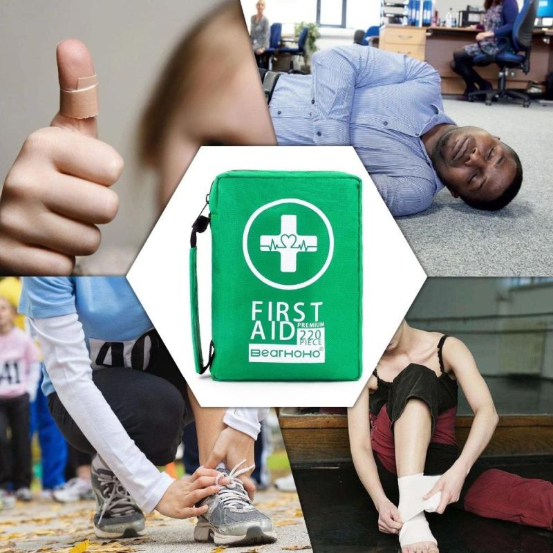 220PCS First Aid Kit for Car Home Travel Hiking Camping Outdoor Emergency Kits Green First Aid Bag