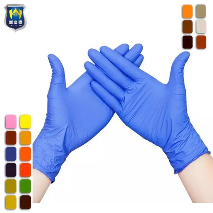 Disposable Industrial Grade Normal Blue Fingers Textured Nitrile Gloves