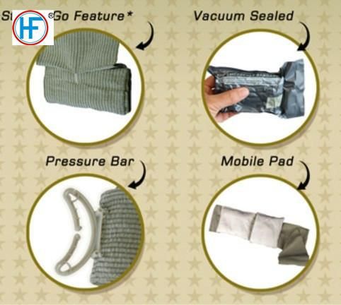Outdoor Surgical Black Emergency First Aid Dressing Bandage with Plastic Clip CE/FDA Approved