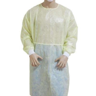 Disposable Waterproof Non Woven Long Sleeve Isolation Gown Lab Coveralls Apron Elastic Cuff