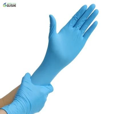 Nitrile Medical Examination Gloves Blue Color Disposable Nitrile Large Gloves
