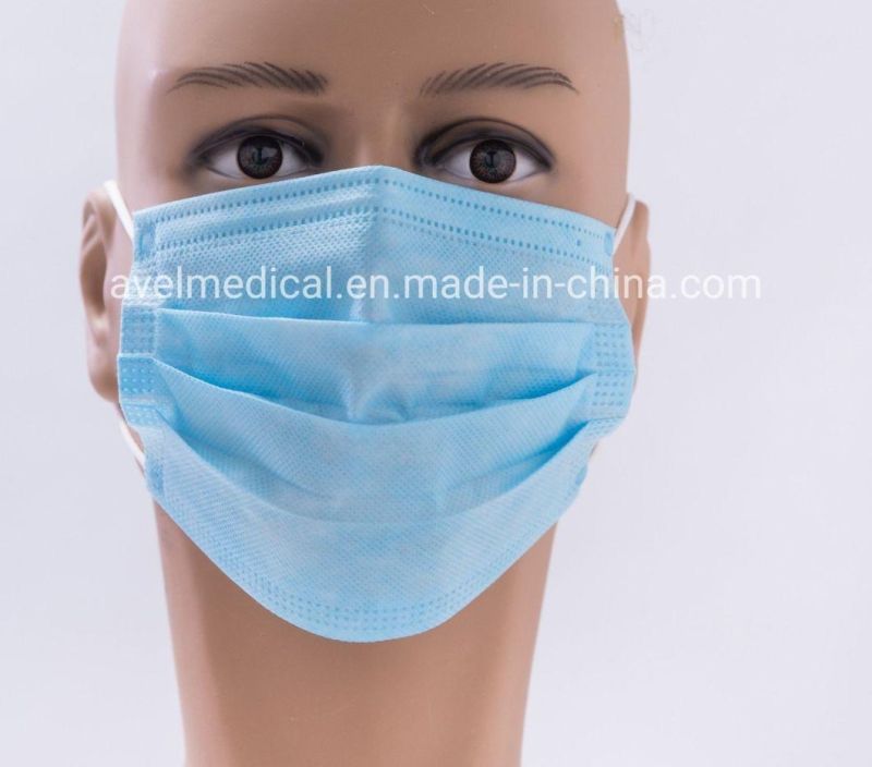 Disposable 3 Ply Blue Color Face Mask Non-Woven Wholesale Face Mask