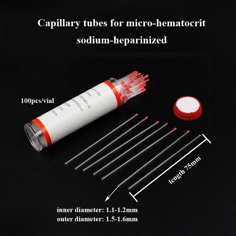 Medical Glass Micro Hematocrit Capillary Tubes Micro with Heparin for Blood Testing