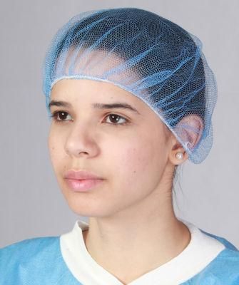 CE Approved Disposable Hairnet Blue Color Medical /Food Industrial Use