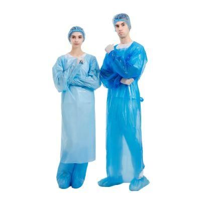 Factory Made Wholesale High-Quality CPE Gown with Thumb Water-Proof CPE Isolation Gown