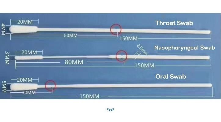 Sterile Rapid Test Medical Nylon Flocked Mouth Nasal Nasopharyngeal Throat Oral Swab