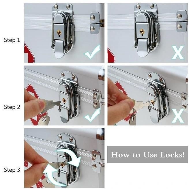 High Quality Silver Color Aluminum Lockable First Aid Box