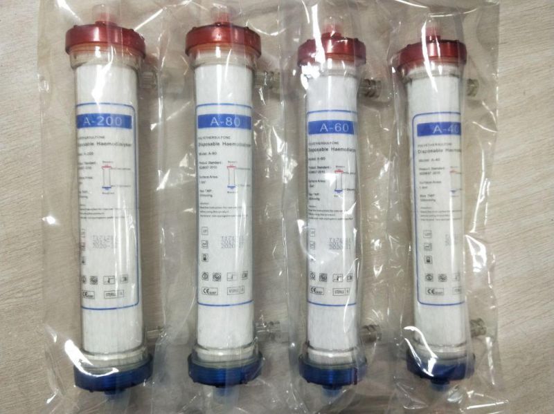 China Medical Low Flux Hollow Fiber Blood Hemodialysis Dialyzer Filter Dialyzers