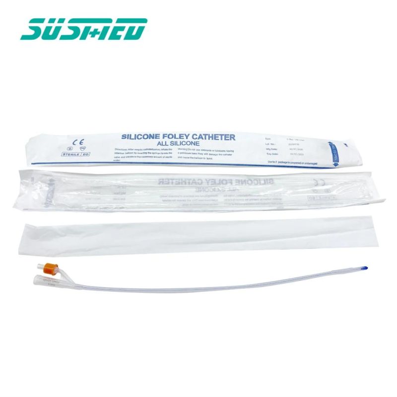 Disposable 100% All Silicone Urinary Catheter 2way 3way Foley Catheter with Size