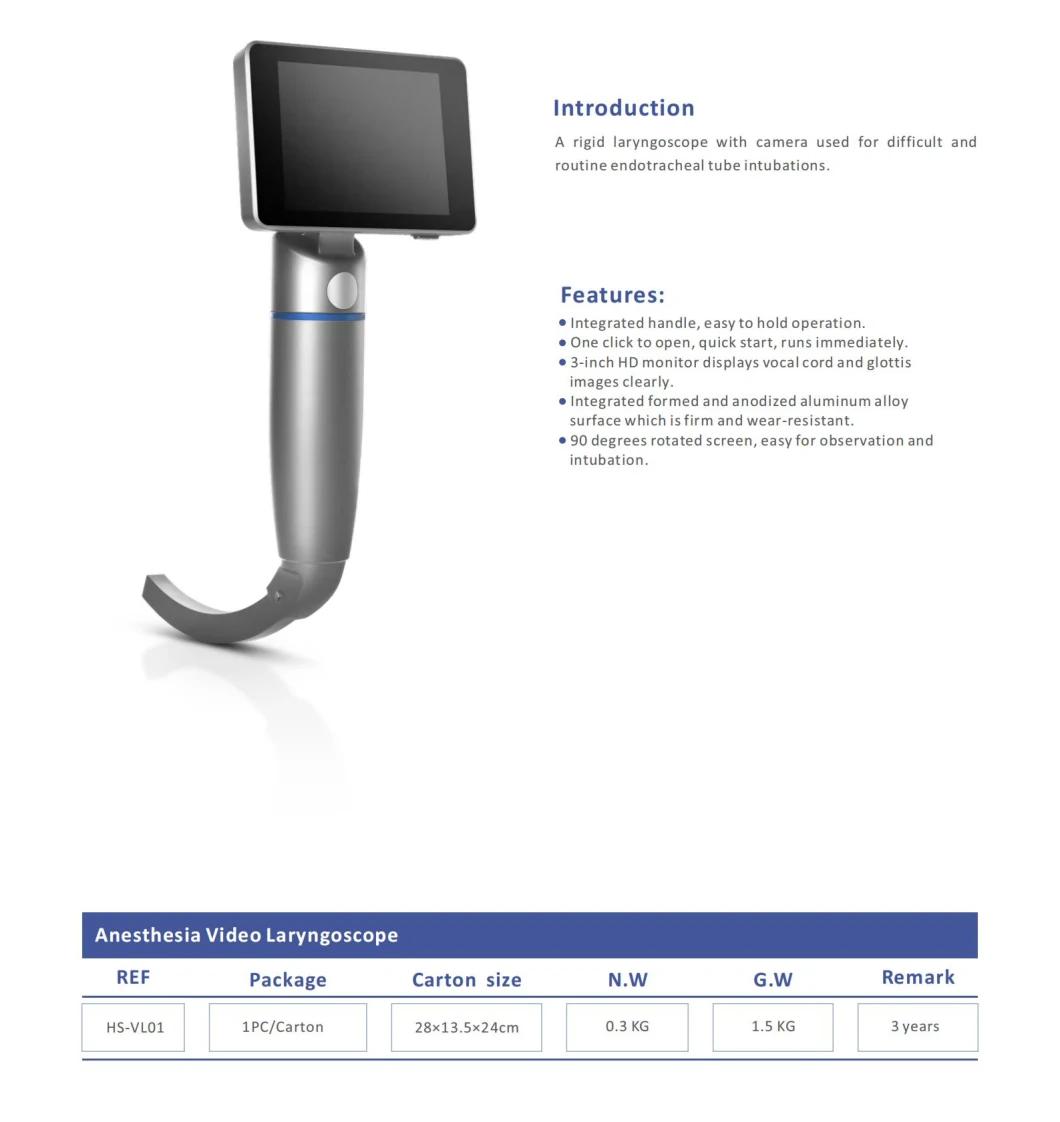 China Factory Supply Medical Instrument Anesthesia Video Rigid Laryngoscope