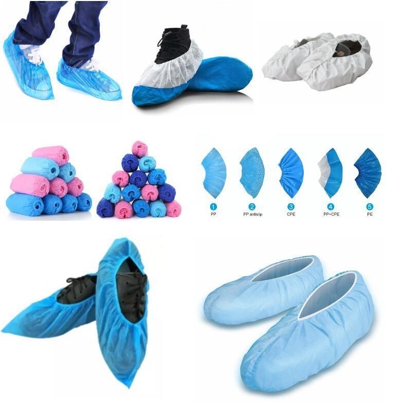 Single Use Waterproof Plastic CPE Shoe Cover Overshoes Blue Color