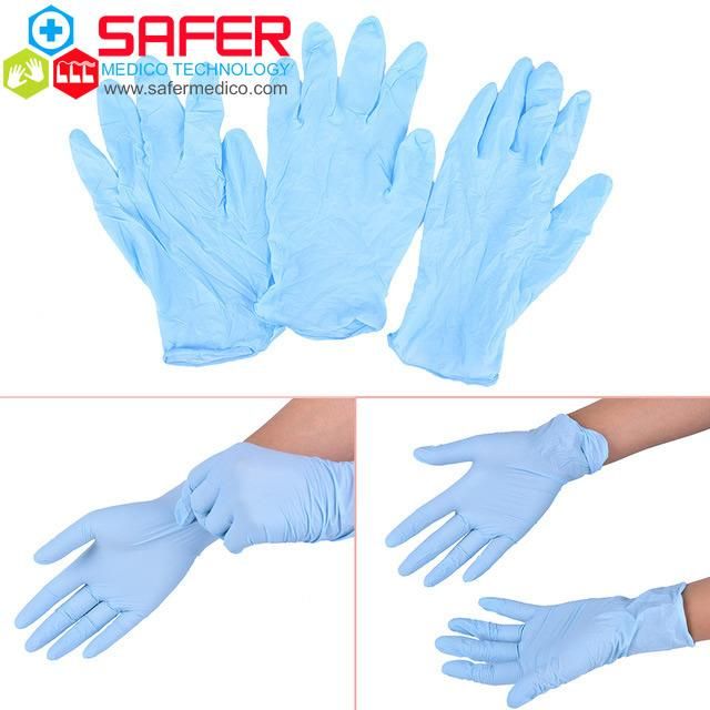 Blue Medical Examination Disposable Nitrile Gloves Latex Free Vinyl Free