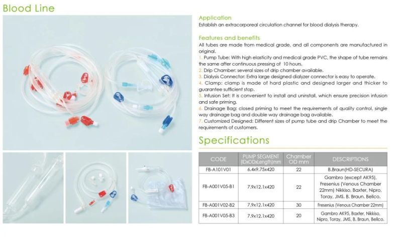 High Quality and Factory Price Hematodialysis Quality Blood Line with CE/FDA Certificate