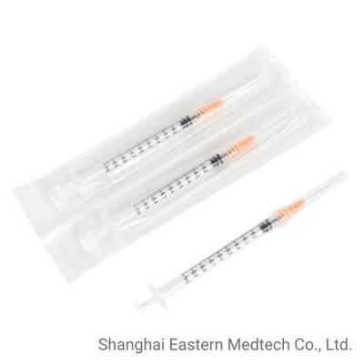 Injection Needle CE and ISO Certificated Fine Needle Mounted Lds 1ml Vaccine Syringe