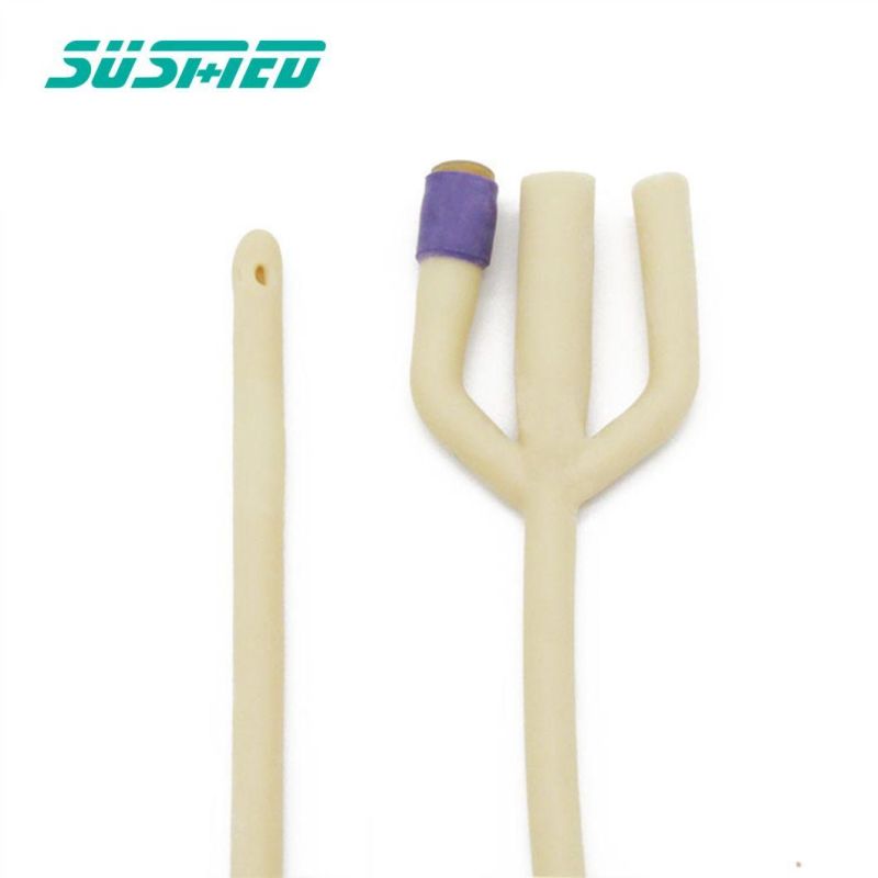 Surgical Three Way Latex Foley Catheter with Balloon Ureteral / Urinary Catheter