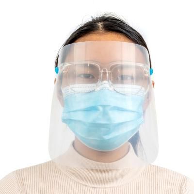 Adjustable Plastic Transparent Anti Splash Safety Face Shield with Glasses