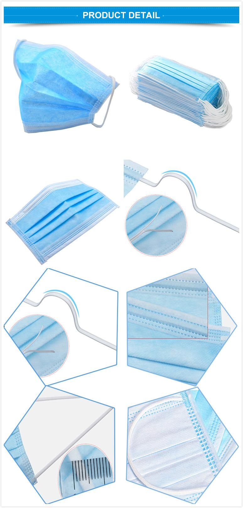 White Disposable Fashion Facial Earloop Dust Face Mask 3 Plymedical/ Disposable Face Mask for Surgical Face Mask with Earloops/Tie on